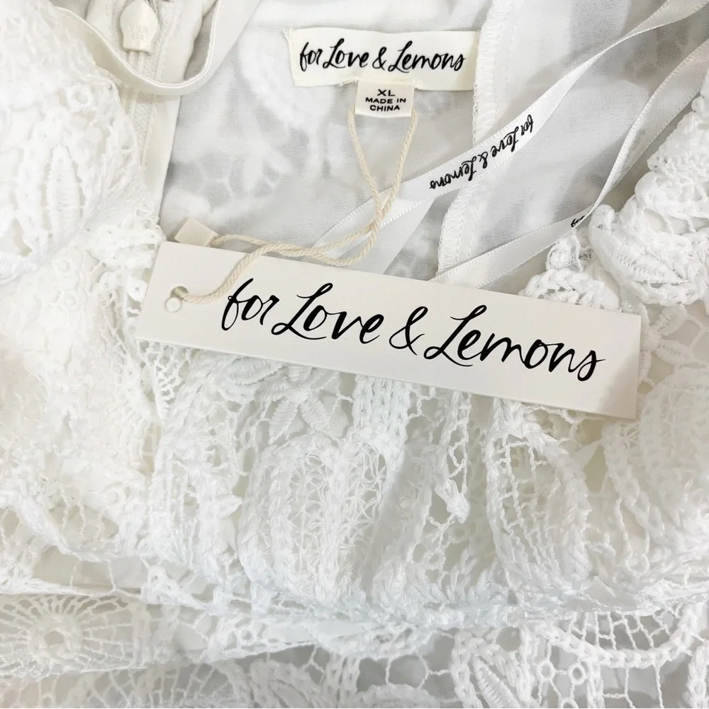 For Love And Lemons Harriet Lace Mini Dress NWT Crisp White - Picture 4 of 9